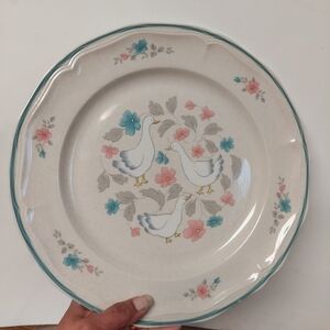 Vintage Geese and Floral 12" Dinner Plate